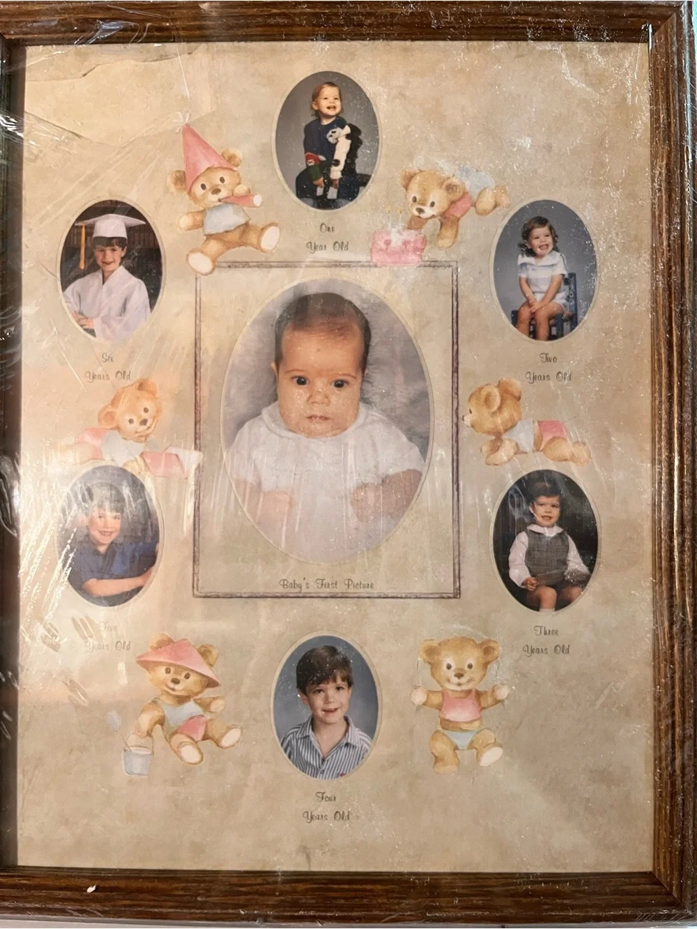 Source Unknown Cream and Brown Baby Milestone Photo Frame Collage